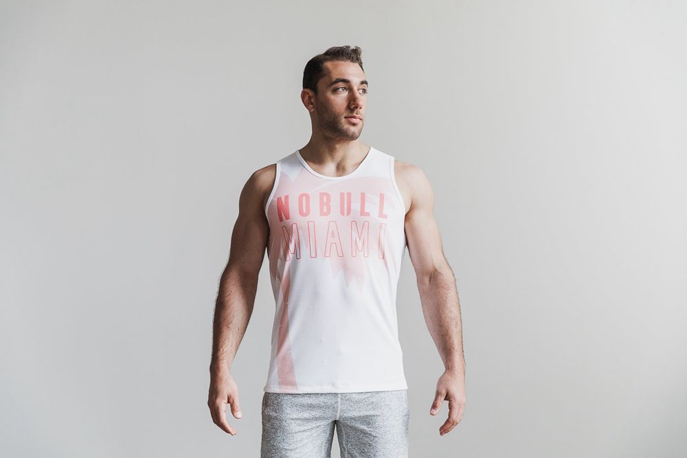 NOBULL Men's (Miami Palm) Tank Tops - Coral Palm - Ireland (5672QKCJO)